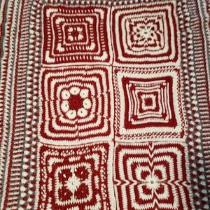 Vintage Quilt Afgan Throw Red Grey White68" × 44" in  New